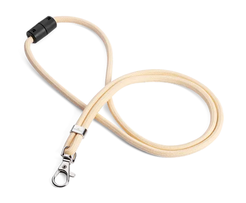 DURABLE Textilband rPET mit Karabiner - 460 mm, beige, aus recyceltem PET mit Sicherheitsverschluss, 10 Stück im Set