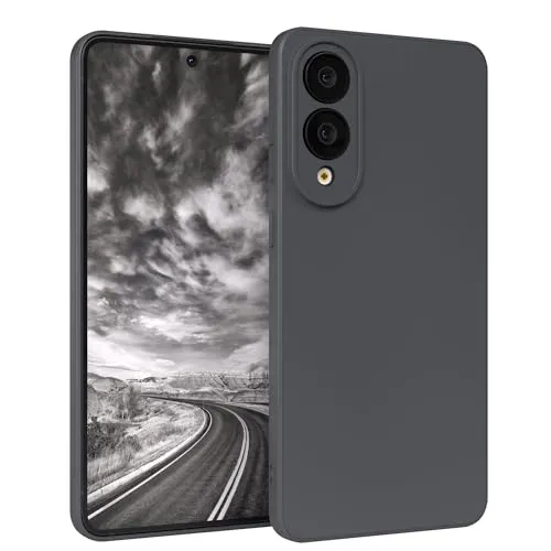 EAZY CASE - Silikonhülle für Galaxy S25 Edge Hülle Silikon Case Grau weich stoßfeste Handyhülle Schutzhülle mit Kameraschutz Dünn Premium Schutz Cover TPU Phone Bumper in Anthrazit Matt