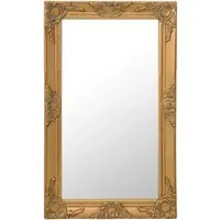 vidaXL Barock-Spiegel 50 x 80 cm in Gold - Eleganter Wandspiegel im Barock-Stil, ideal für Ankleidezimmer. Mit verziertem Holzrahmen und abgeschrägter Kante für einen einzigartigen Look. Bereits mit Haken montiert für einfache Anbringung.