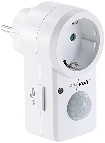 Produktbild revolt Steckdose Sensor: Steckdose mit PIR-Bewegungsmelder, 1.200 Watt Schalt-Leistung (Stecker mit Bewegungsmelder, Steckdose mit Bewegungssensor, Dämmerungsschalter)