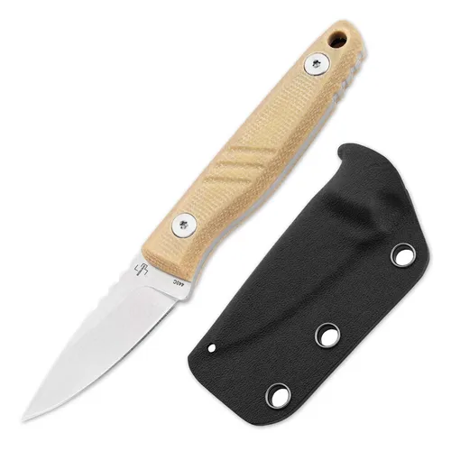 BÖKER PLUS® Five Point Nine EDC-Messer 440C mit Micarta-Griff - Kompaktes EDC-Messer mit feststehender Klinge, ergonomischem Micarta-Griff und Kydexscheide. Ideal für Outdoor-Aktivitäten wie Wandern und Camping.