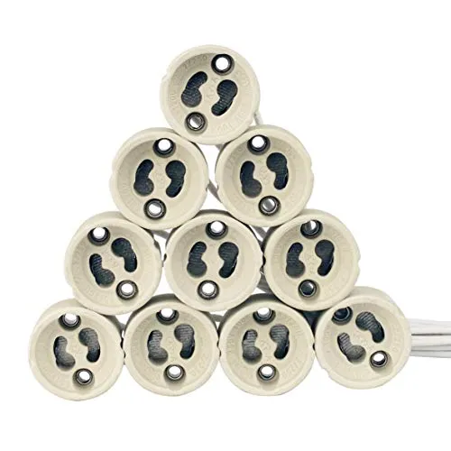 EACLL GU10 Lampenfüße Sockel, Lampenfassung aus Keramik, 10er-Pack, Sparsame und Praktische, mit Hochwertigem Silikonkabel, Anschließen Fassungen für GU10 LED Lampen und Halogen