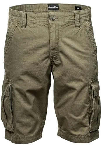 Amaci&Sons Herren Cargoshorts 7027 Olive W31 - Herren-Shorts, bequeme Regular Fit Passform, ideal für Freizeit und Outdoor-Aktivitäten, pflegeleicht und maschinenwaschbar.