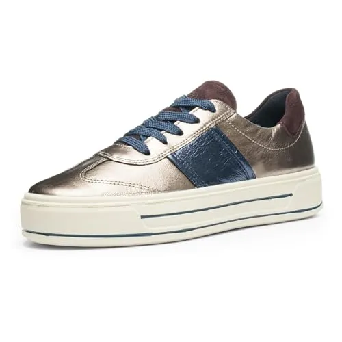 Ara Schnürer Canberra Sneaker beige|blau 37,5 EU (4,5 UK) - Sneaker für Freizeit, mit komfortablem Frottee-Futter und Plateauabsatz für ein angenehmes Tragegefühl den ganzen Tag.