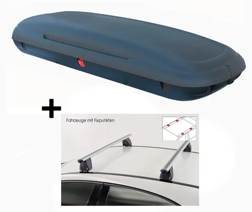 Dachbox CA480Ltr carbonlook+Dachträger VDP Delta für für VW Transporter T6 ab15