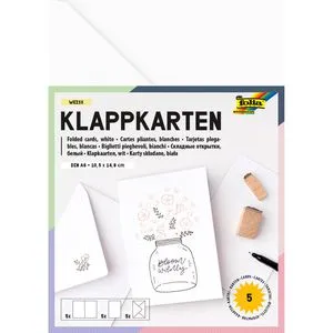 folia 150500 - Doppelkarten 10,5 x 15 cm, 5 Karten mit Kuverts und Einlagen, perfekt für Einladungen und Grußkarten