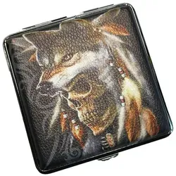 Westernlifestyle Aufbewahrungsbox Zigarettenetui Wolf Adler silberfarben