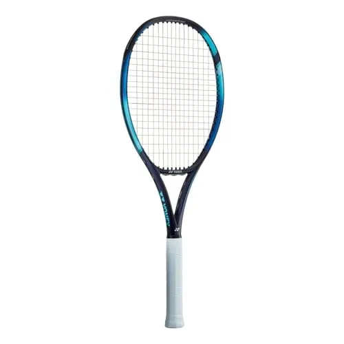 Yonex Tennisschläger Ezone 100L (7th Gen.) - himmelblau, unbesaitet - Tennisschläger für Allround-Spieler, bietet erweiterten Sweetspot und verbessertes Schlaggefühl durch Vibration Damping Mesh für mehr Kontrolle.