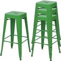 4er-Set Barhocker MCW-A73 - Stapelbare Tresenhocker im Metall-Industriedesign, grün - Barmöbel mit modernem Industriedesign, ideal für Gastronomie und Zuhause. Stapelbar und platzsparend, perfekt für gesellige Abende.