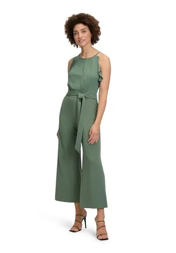 Vera Mont Damen Jumpsuit mit Volant Light Aventurine, 42 - Jumpsuit für Damen mit figurumspielender Passform, ärmellos und elegantem amerikanischen Ausschnitt. Das Bindeband sorgt für eine feminine Silhouette und perfekten Sitz.