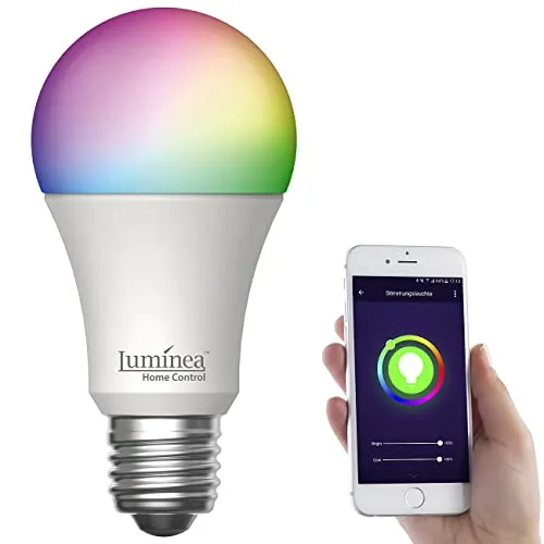 Luminea Home Control WLAN Glühbirne Alexa: WLAN-LED-Lampe, E27, RGB-CCT, 11 W (ersetzt 120 W), 1.055 lm, App (Birne Alexa, LED-Lampen mit Sprachsteuerungen, Stimmungslicht)