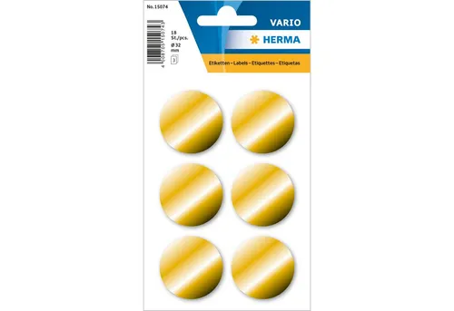 HERMA Etikettenpapier Herma Etiketten permanent haftend Ø 32 mm gold 3 Bl 18 Etik.