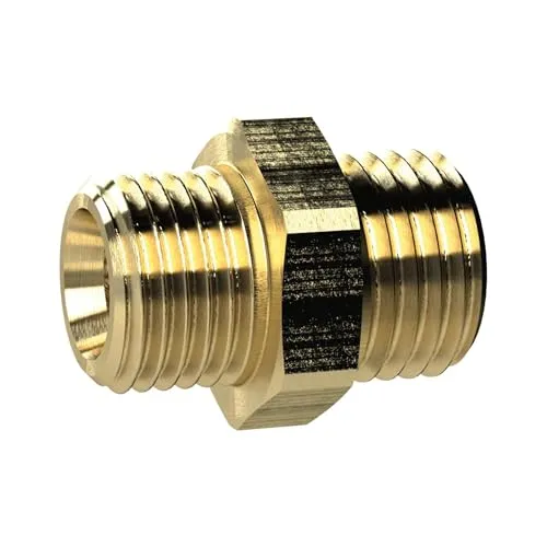 RIEGLER 134478-MS252M2424 Doppelgewindenippel, M24x1,5 a., M24x1,5 a., SW 28, Messing, 1Stk
