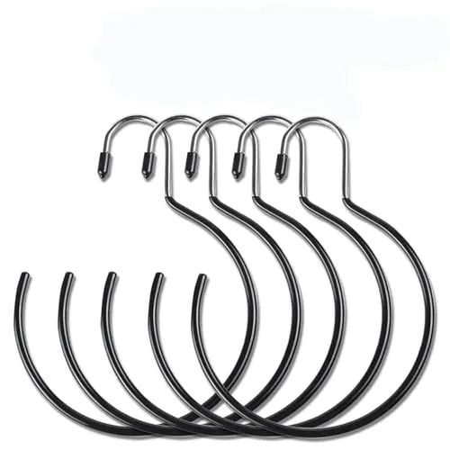 Runder Kleiderbügel,5 Stück Gürtelhalter Multifunktionaler Hängeorganizer Groß Huthalter Schalhalter Krawattenhalter Gebogener Schalbügel Hängende Ringe Haken für Kleiderschrank GüRtel Handtaschen