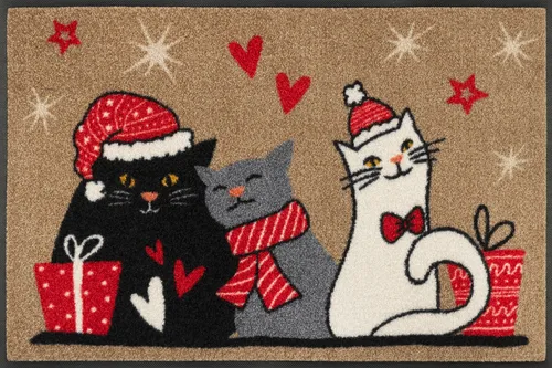 KLEEN-TEX wash+dry Fußmatte Design Cuddle Time Katzen 50x75 cm - Tür- & Bodenmatten, waschmaschinengeeignet und allergikerfreundlich – ideal für jedes Zimmer und ein Blickfang für Katzenliebhaber!