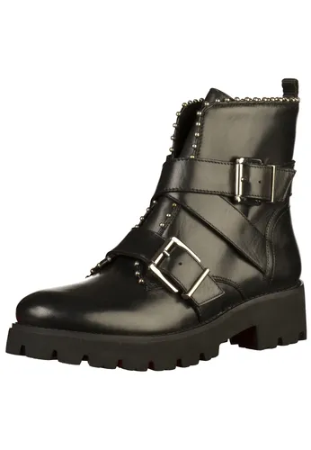 Steve Madden Stiefelette aus Leder - Schwarz - Größe 37 - Stylische Bikerstiefelette aus hochwertigem Leder mit bequemem Innenseiten-Reißverschluss. Trendiges Design mit Zierschnallen und Nieten – ein echter Hingucker für jedes Outfit.