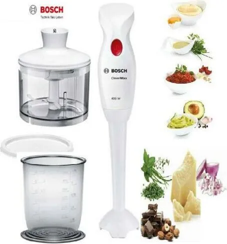 Bosch Clever Mixx NEU MSM14200 - Weiß - Stabmixer mit 400 Watt Motor, ergonomischem Design und spülmaschinenfesten Teilen für einfache Reinigung. Ideal zum Pürieren, Zerkleinern und Mixen in der Küche.