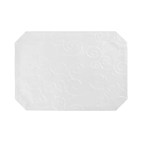 Haus und Deko Platzset 35 x 50 cm Weiß Tischset Struktur Damast Circle, bügelfrei fleckenabweisend Platzdeckchen, abwaschbar abwischbar Untersetzer Tischsets