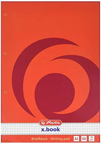 Herlitz Schulblock x.book A4, Lineatur 22, 50 Blatt, kariert ohne Rand, 5 Stück
