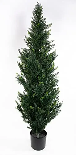 Künstliche Zeder Natura 120cm - Realistische Thuja Zypresse - Künstliche Pflanze aus wasserfestem PE Kunststoff, ideal für Innen- und geschützten Außenbereich. Mit natürlichen Grüntönen und buschiger Form, sofort einsatzbereit im mitgelieferten Topf.