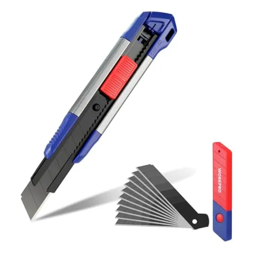 WorkPro WP212022 Cuttermesser 18mm Heavy Duty Aluminum Case + 10 Stück Ersatzklingen