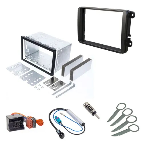 Auto Radio Blende Doppel DIN SET 2 DIN Einbauschacht Adapter für VW Skoda Seat