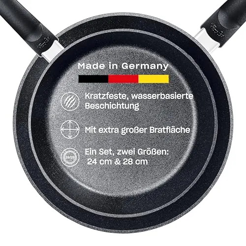Fissler Vorteils-Set Adamant Comfort - 2 beschichtete Aluminiumpfannen (24 cm + 28 cm), kratzfest und induktionsgeeignet für alle Herdarten