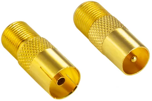 Poppstar 2x SAT Adapter Koax Antenne 1x F-Buchse auf IEC-Stecker / 1x IEC-Buchse