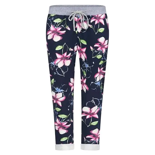 Mississhop 287 Damen Hose Cargohose Blumen Sweatpants Jogginghose Baumwolle Freizeithose Boyfriend Lilien Modell 18