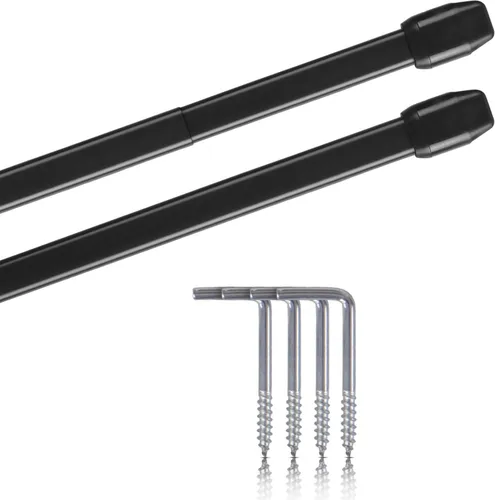 Vitragestangen 2er Pack Schwarz 40 - 60 cm