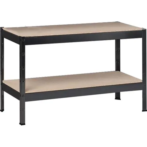 SCHULTE Regalwelt Schwerlastregal mit 2 Holzböden - 90 Kg Traglast pro Ebene - Lagerregale: Robustes Schwerlastregal mit 2 hochwertigen Holzböden, ideal für Werkstatt, Garage oder Keller. Einfache Montage durch Stecksystem, Traglast pro Ebene bis 90 Kg.