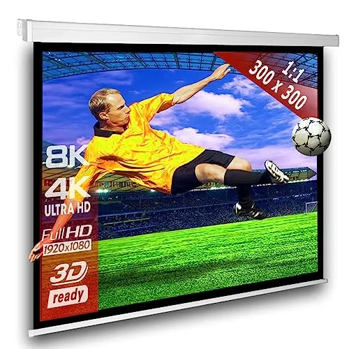Alphavision Motorleinwand SlenderLine 300 x 300cm - 1:1 Format - 2D/3D - Full-HD - 4K Ultra HD - Beamer Leinwand mit Funkfernbedienung