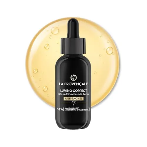 La Provençale Lumino-Correct – Hauterneuerungsserum – gegen Flecken & Glanz – Biophenole aus schwarzer Olive & Niacinamid – alle Hauttypen – nachweislich wirksam – 30 ml