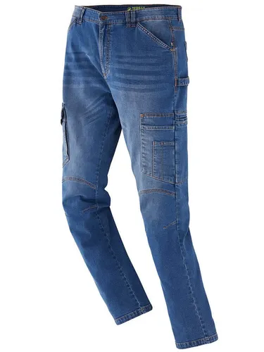 Terrax Workwear Herren Denim-Arbeitshose - Sportlich schmaler Jeans-Look mit vielen Taschen - Moderne Arbeitshose in Marine Größe 54, ideal für Baustelle und Handwerk. Mit Stretchanteil für hohen Tragekomfort und praktische Taschen für Werkzeuge. Funktional und modisch zugleich.