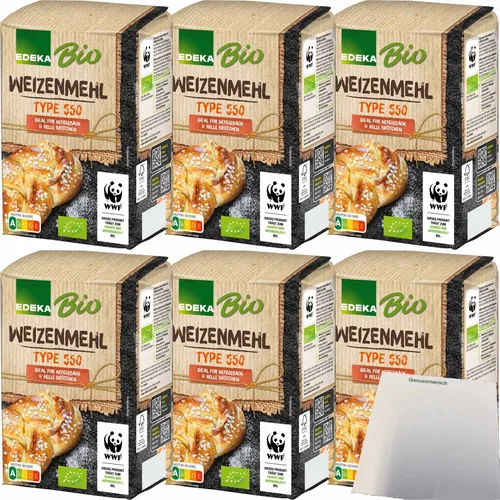 Edeka Bio Weizenmehl Type 550 ideal für Hefegebäck und helle Brote 6er Pack (6x1