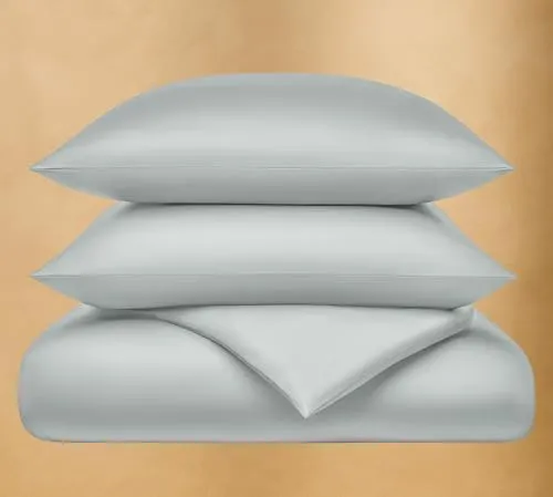 Seralino Mako Satin Bettwäsche 135 x 200 cm Grau Blau - Bettwäsche-Set aus 100% Bio-Baumwolle, GOTS-zertifiziert, atmungsaktiv und temperaturregulierend für optimalen Schlafkomfort.