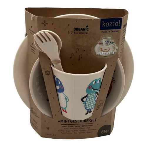 KOZIOL Kindergeschirr-Set Very Very at Home (4-tlg) - Kunststoff-Kindergeschirr-Set, bruchfest und mikrowellengeeignet, ideal für kleine Abenteurer beim Essen.