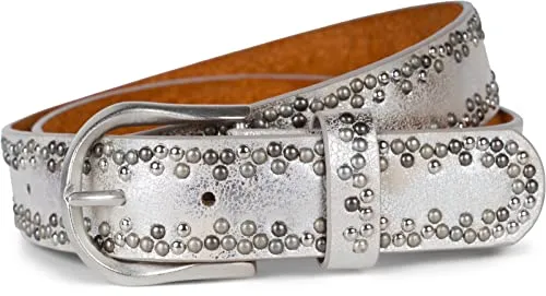 styleBREAKER Nietengürtel mit mehrfarbigen Nieten, 80cm in silber von styleBREAKER
