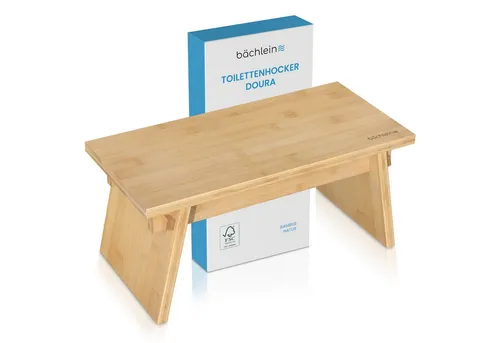 Bächlein Badhocker Doura – Ergonomischer Holz-Toilettenhocker aus Bambus