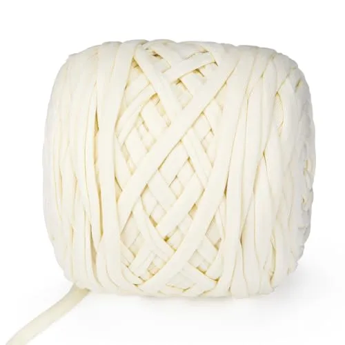 VynyQoo Garn Textilgarn 105m, Textilgarn zum Häkeln für Körbe, Polyester Garn Stricken, Häkelgarn für Anfänger pour sca, Körben, DIY Heimdekor(weiß)