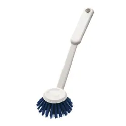 haug bürsten KG Haug Spülbürste, rund, Geschirrbürste mit Polyester PBT Besatzmaterial, Borsten: blau, Griff: weiß 1582
