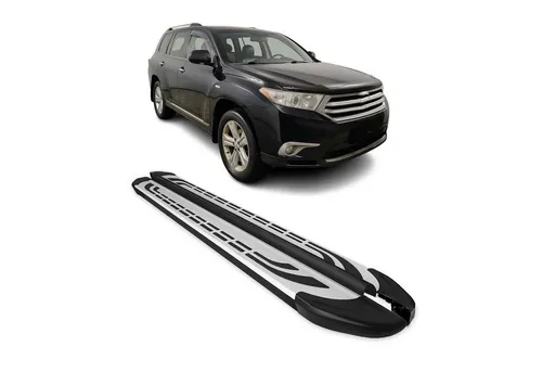 OMAC Kfz-Schmutzfänger Trittbretter für Toyota Highlander 2010-2013, Alu Schwarz - Fahrzeugspezifische Aluminium Trittbretter für den Toyota Highlander. Rutschfest und robust, bieten sie sicheren Zugang und schützen die Karosserie vor Kratzern und Stößen. Ideal für Familien und den täglichen Einsatz.