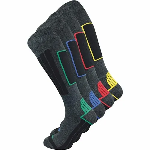 GAWILO Skisocken für Herren - 4 Paar mit wärmender Wolle & Funktionspolsterung - Die GAWILO Herren Skisocken bieten optimalen Komfort für Wintersportler. Mit 20% Wolle halten sie die Füße warm und trocken, während die spezielle Polsterung für Stabilität sorgt. Ideal für Ski, Snowboard und Wanderungen.