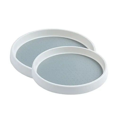Whitejianpeak Drehteller für Gewürze, Gewürze, Küche, 2 Größen, runde Platte (25 cm & 30 cm), drehbarer Kunststoffsockel für den Schrank, für Wohnzimmer/Esszimmer, 2 Stück