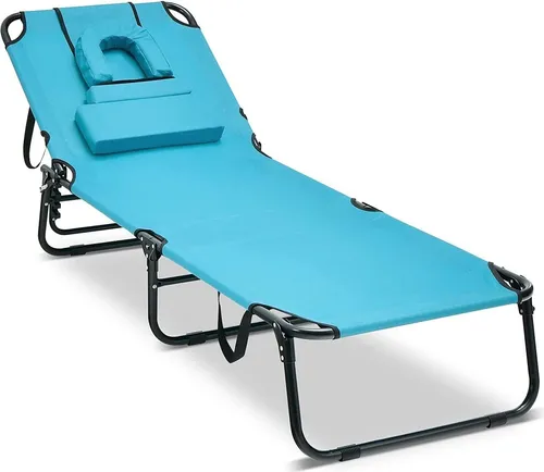 GOPLUS Klappbare Sonnenliege mit Gesichtsloch von Goplus