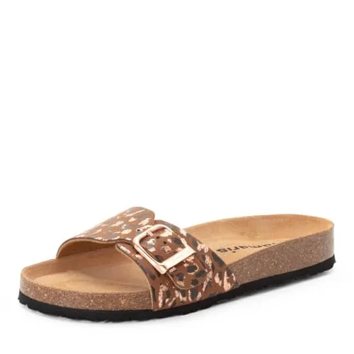 Tamaris Damen Fußbett Pantolette flach, braun, Größe 42 EU - Bequeme Pantolette mit komfortablem Fußbett für jeden Schritt. Robustes Textilfutter sorgt für Weichheit und Atmungsaktivität. Verstellbare Schließe für perfekten Sitz – ideal für entspannte Momente!