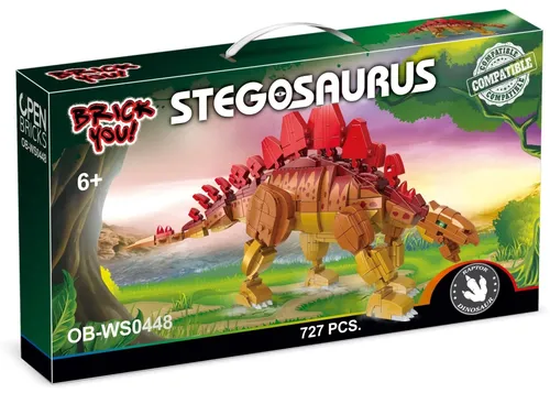 OPEN-BRICKS OB-WS0448 Dinosaurier Stegosaurus - 727 Teile Klemmbausteine - Konstruktionsspielzeug für kreative Köpfe ab 6 Jahren, baue deinen eigenen Stegosaurus mit 727 Teilen aus hochwertigem Kunststoff.