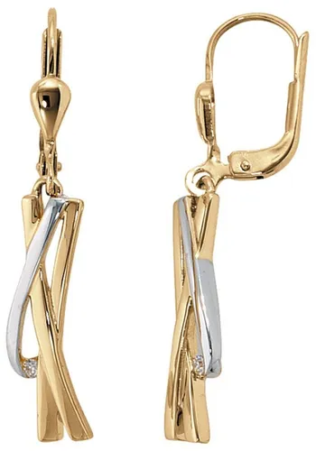 JOBO Paar Ohrhänger, 585 Gold bicolor mit 2 Diamanten von JOBO