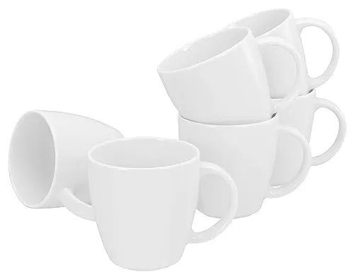 CreaTable 12328, Serie Victoria weiß, 6-teiliges Geschirrset Kaffeebecher - Thermobehälter: Hochwertige, langlebige Kaffeebecher aus edlem Porzellan - ideal für jeden Anlass, spülmaschinen- und mikrowellengeeignet.
