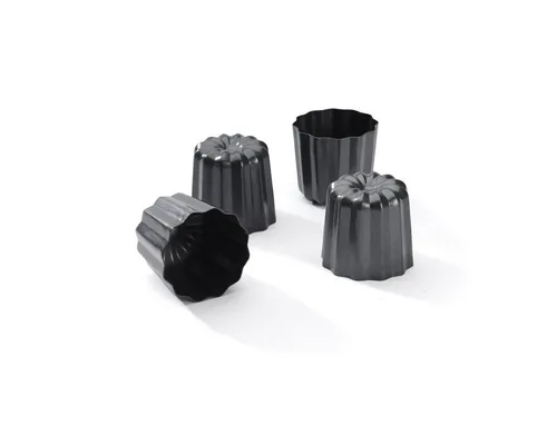 de Buyer Canelé-Formen Set - 4 Stück, antihaftbeschichtet, 5,5 cm Durchmesser - Motivbackformen aus hochwertigem, PFOA-freiem Stahl für perfekte Backergebnisse. Ideal für Canelés und kreative Kuchen, mit gleichmäßiger Hitzeverteilung und karamellisierter Kruste.